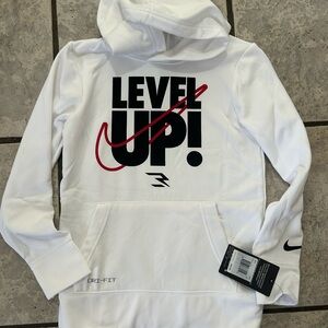 Nike White Hoodie with Tag Detail